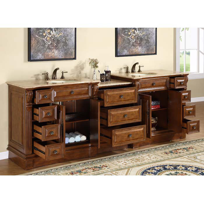 Silkroad Exclusive Charlotte 95" Double Bathroom Vanity Set & Reviews